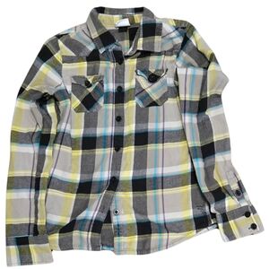 O'Neill Yellow and Gray Button Down Shirt Casual Plaid